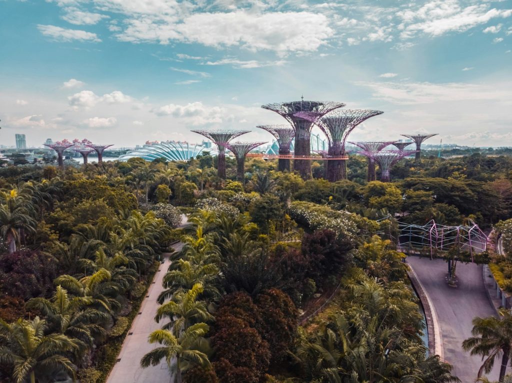 Vue aérienne du parc Marina bay à Singapour en journée